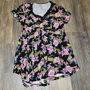 Torrid Nightgown With Floral Pink and Yellow